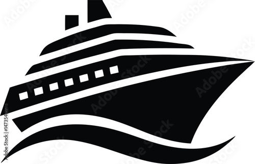 cruise ship travel logo silhouette icon vector illustration