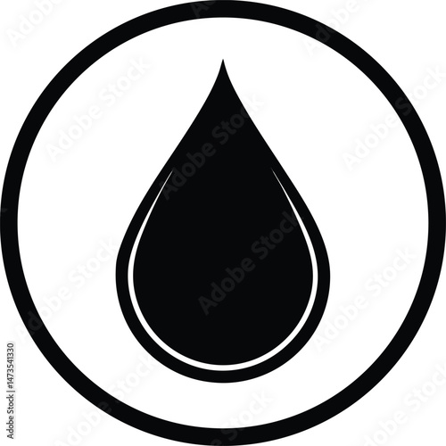 droplet in circle logo silhouette icon vector illustration