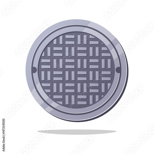 Simple manhole cover design vector isolated on white background.