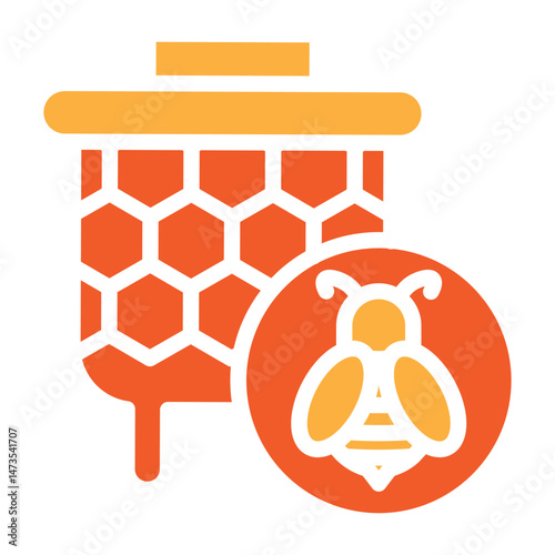 Beekeeper with Hive Vector Glyph Two Colors Icon Design