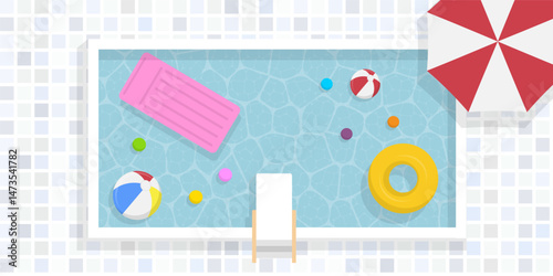 Enjoy summer days by the pool with colorful floats and bright beach balls for fun