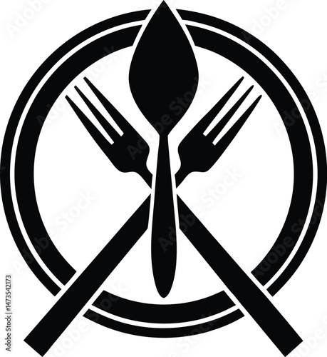 fork and knife dining logo silhouette icon vector illustration