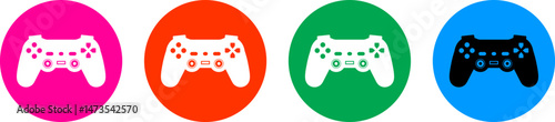 Game controller silhouette vector icon set, Color full background video game controller. Gamepad icon. Vector illustration.