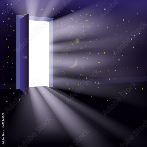Open Door in the space, universe, background