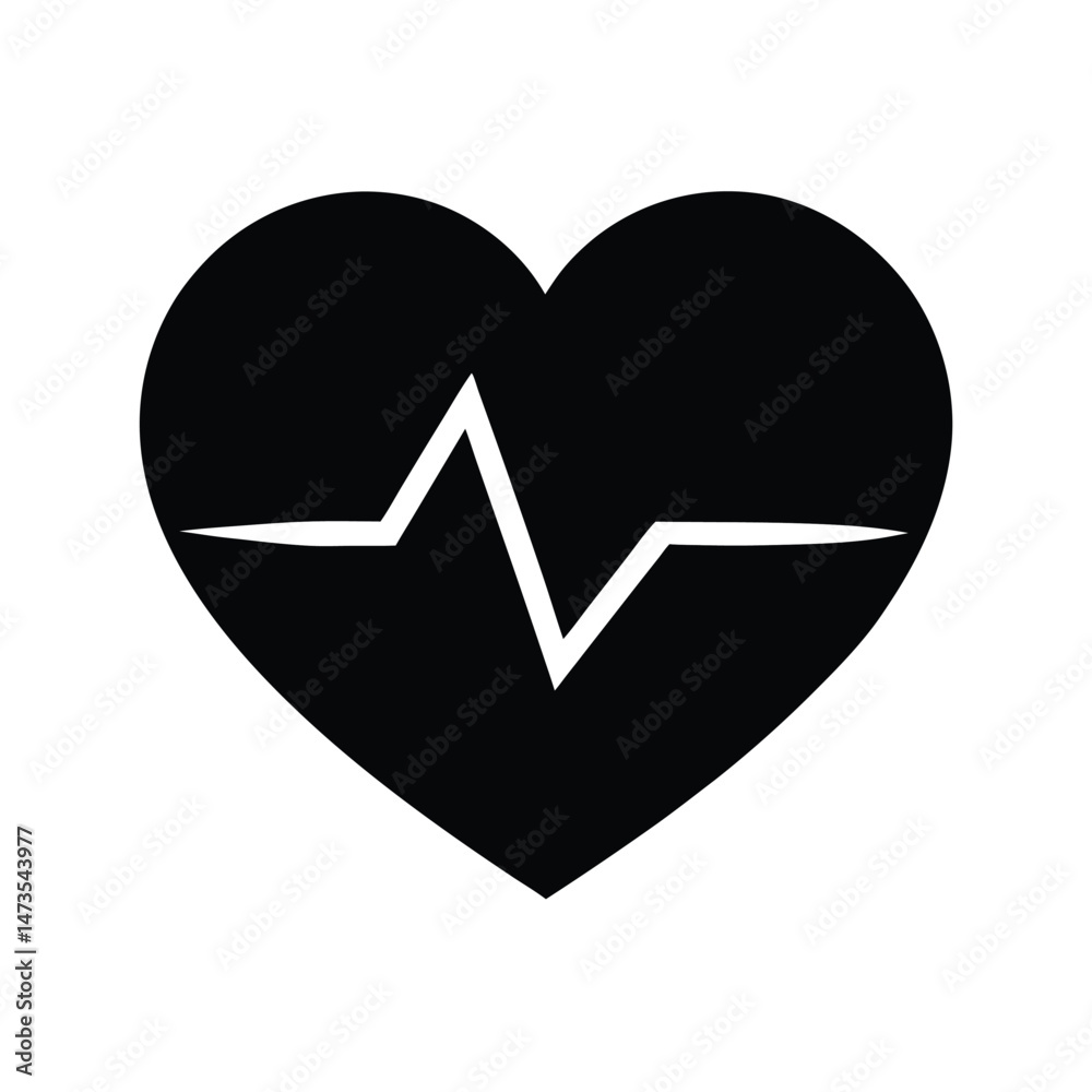 heart heartbeat line black silhouette heart heartbeat line black silhouette