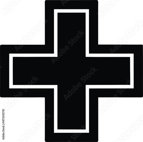 medical cross logo silhouette icon vector illustration