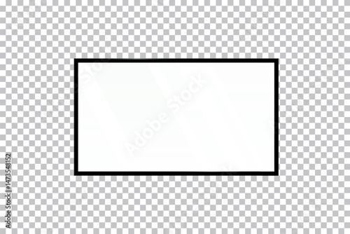 TV screen frame with blank white screen and black border on transparent background. LED panel. Computer monitor. Empty display template for mockups and presentations. Realistic vector illustration.