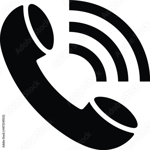 Telephone handset vector icon. Flat black symbol. Pictogram is isolated on a white background. Designed for web and software interfaces.