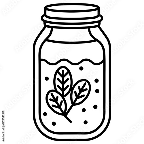 Pickled Veggie Jar Icon - Clean Line Vector Art