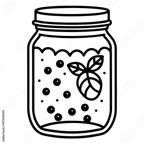 Pickled Veggie Jar Icon - Clean Line Vector Art