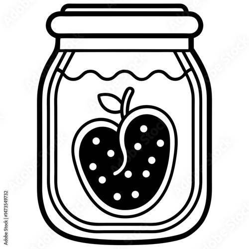 Pickled Veggie Jar Icon - Clean Line Vector Art