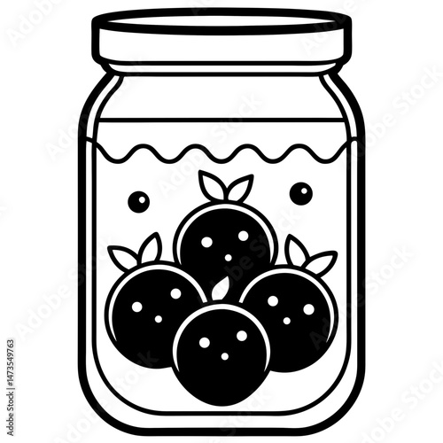 Pickled Veggie Jar Icon - Clean Line Vector Art