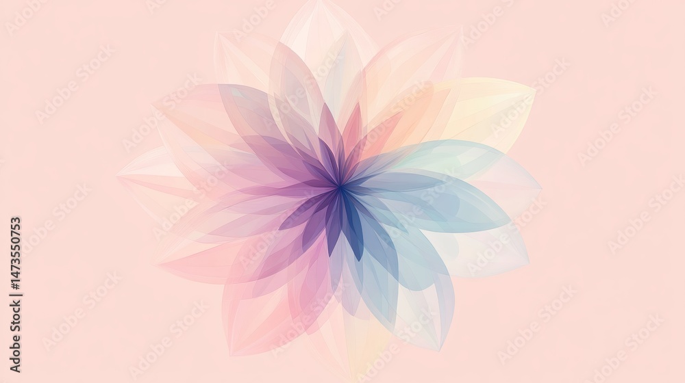 Obraz premium A clean geometric flower illustration in soft pastel tones.