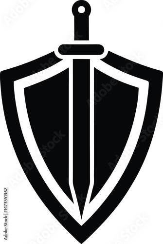 sword and shield icon vector illustration