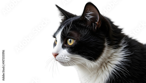 black and white cat ON PNG BACKGROUND.