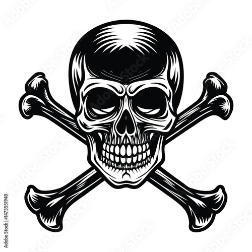Skull and Crossbones on white background