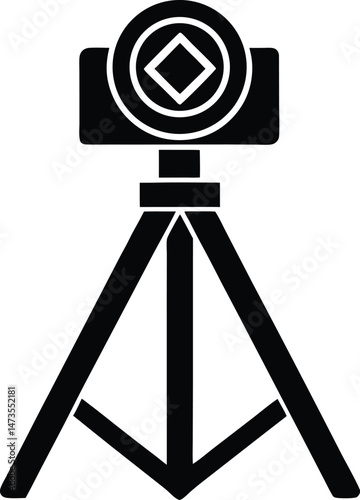 tripod with lens logo silhouette icon vector illustration
