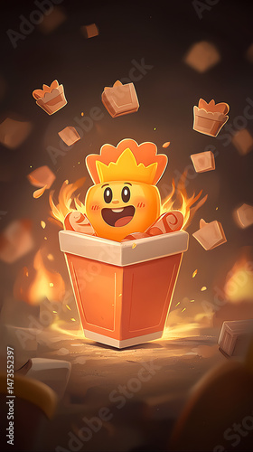 Cute Fire Chicken in a Burning Pot