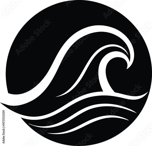 water wave nature logo silhouette icon vector illustration
