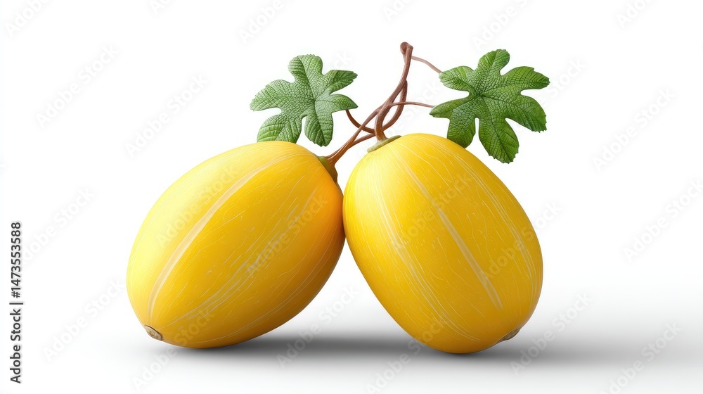 Realistic Spaghetti Squash on Plan white Background Realistic Spaghetti Squash on Plan white Background