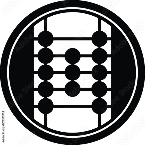 abacus math logo silhouette icon vector illustration