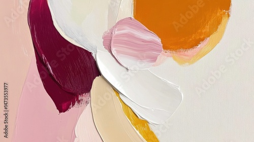 Abstract art with bold colors and textures, featuring shapes and flowing lines for modern decor photo