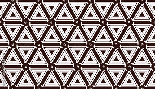Vector geometric pattern. Triangles curved line. For wallpaper, presentation background, interior design, fashion print. Brown white color. Seamless