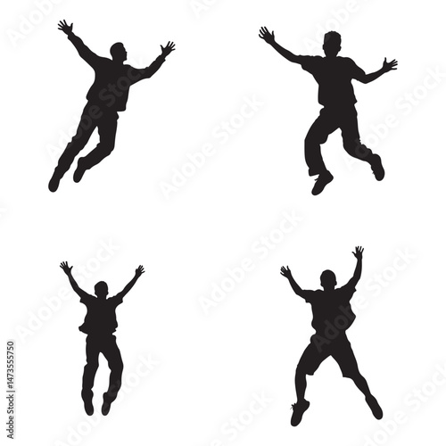 Jumping Silhouette Clipart Set