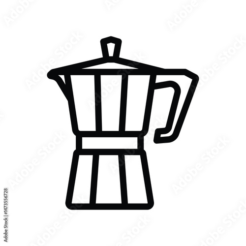 illustration graphic vector is moka pot coffee in outline black color. Perfect for icon, banner, flyer or social media design.