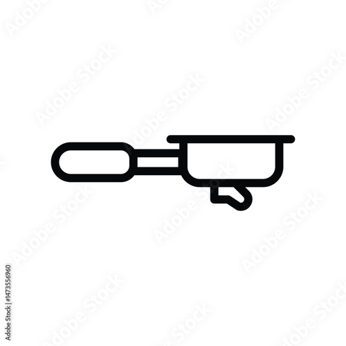 Free Download illustration graphic vector is Portafilter for single shoot espresso machine in outline black color. Perfect for icon, banner, flyer, mobile apps UI or social media design. - GFXLoad