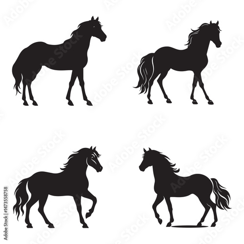 Stallion Silhouette Clipart Set