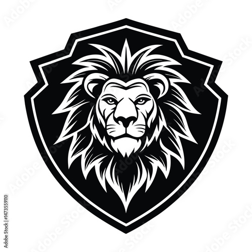 Lion head profile silhouette, regal vector logo