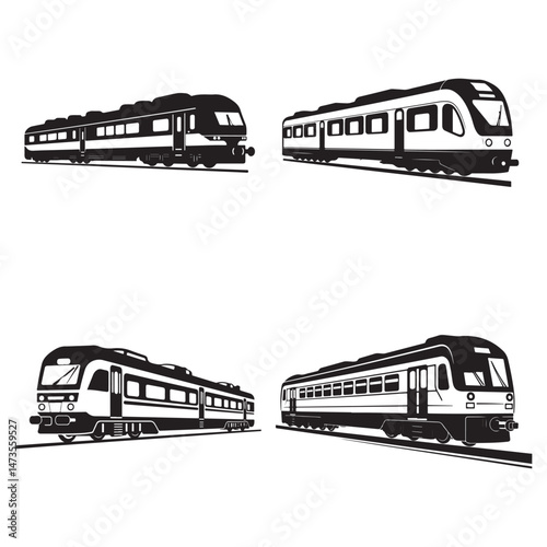 Train Silhouette Clipart Set