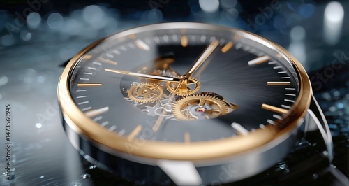 Elegant Watch Showcasing Intricate Gears and Craftsmanship in a Close-Up Shot