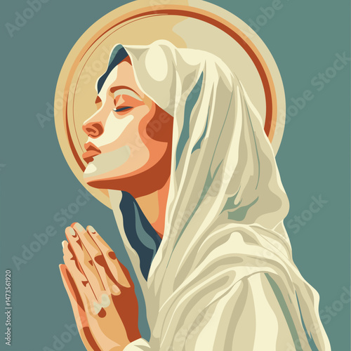 female hijab moslem praying illustration