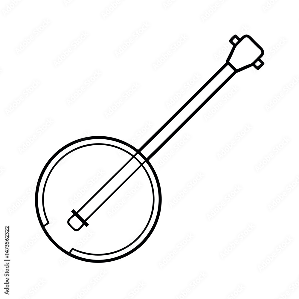 Banjo Instrument Outline Line Art Vector Banjo Instrument Outline Line Art Vector