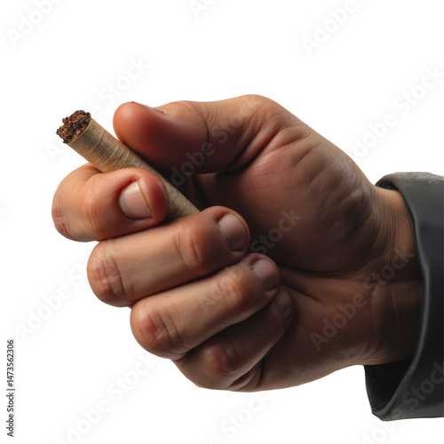 Weathered hand in chiaroscuro dramatic digital portrait crushing cigarette