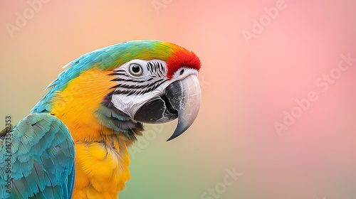 Colorful Macaw Portrait with Soft Background.
