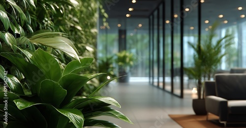 Modern Interior With Lush Greenery and Contemporary Design in a Spacious Offi...
