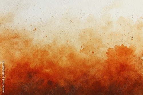 Watercolor painting, warm autumnal colors, gradient effect, various shades of orange and brown, subtle splatter, textured