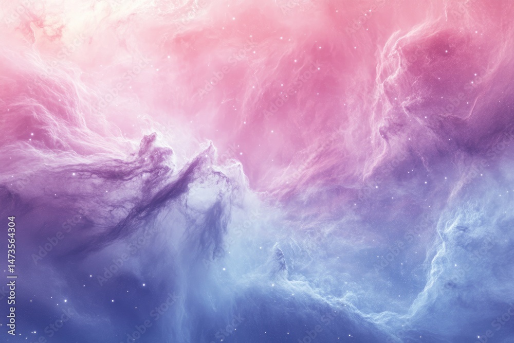 Fototapeta premium A celestial panorama reveals a mesmerizing nebula, painted in shades of pink, purple, and blue, adorned with sparkling stars.