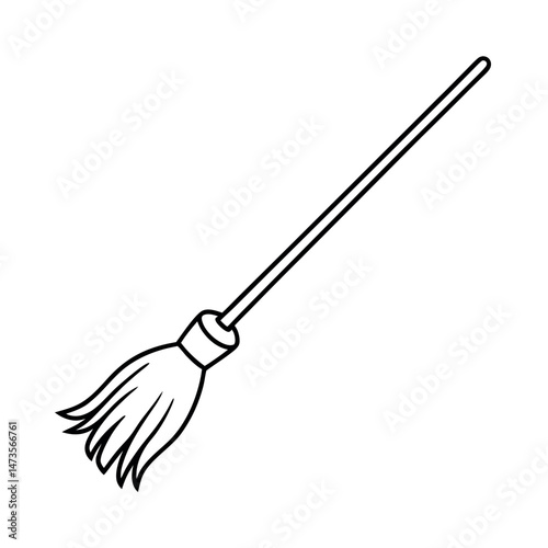 Broom Silhouette Line Drawing Illustration