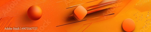 Abstract geometric shapes in warm orange tones.  Three-dimensional forms, lines, and gradients create a dynamic visual composition