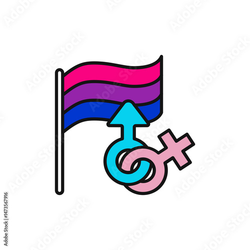 Bi Flag Wave Icon for Pride and Recognition.

