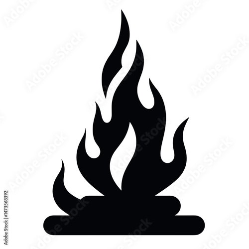 Silhouette of controlled fire icon for combustion experiment, science concept