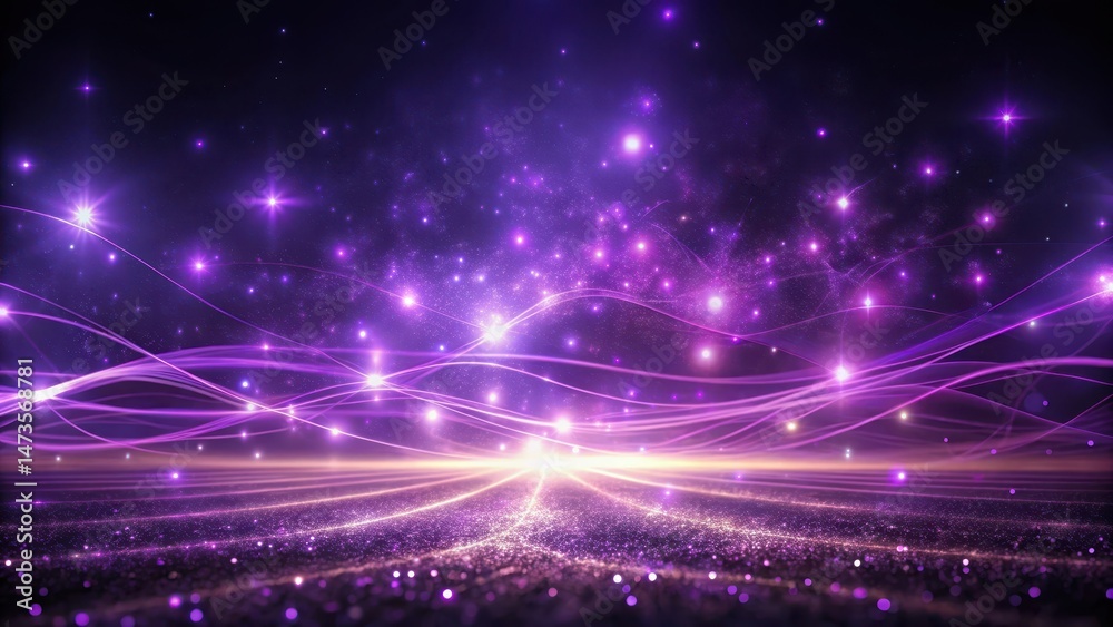 Obraz premium Ethereal purple light streaks on a dark canvas , shimmering lights, dark space
