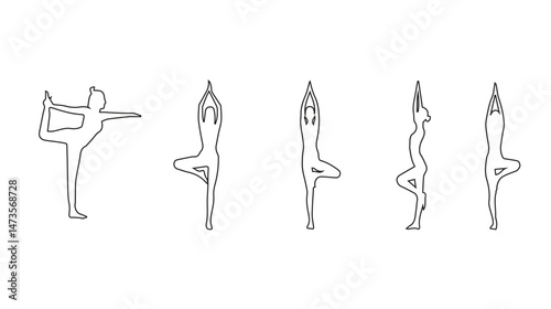 Collection of yoga poses. yoga pose girl silhouette set vector illustration and yoga exercise icon and Yoga Silhouette