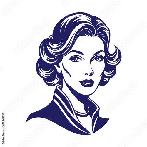Women Hair Style Icon logo, Women Face Stock Vector logo design for beauty salon.
