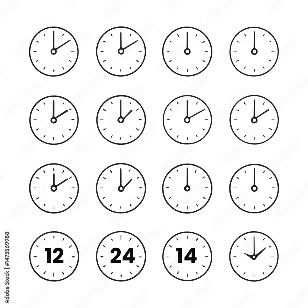 Clock Time Zones Set - Vector Illustration. Different Timezones Time. Arrows - Hours, Minutes on Clockface. Clock Time Lapse. Clock Time Zones Set - Vector Illustration. Different Timezones Time. Arrows - Hours, Minutes on Clockface. Clock Time Lapse.