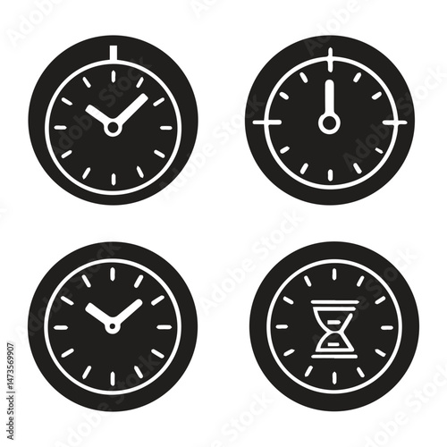 Clock Time Difference Set - Vector Illustration. Different Timezones Time. Arrows - Hours, Minutes on Clockface. Clock Time Lapse.